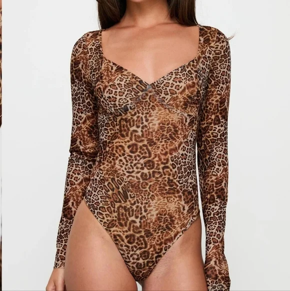 Princess Polly Leopard Print Bodysuit - Picture 1 of 10